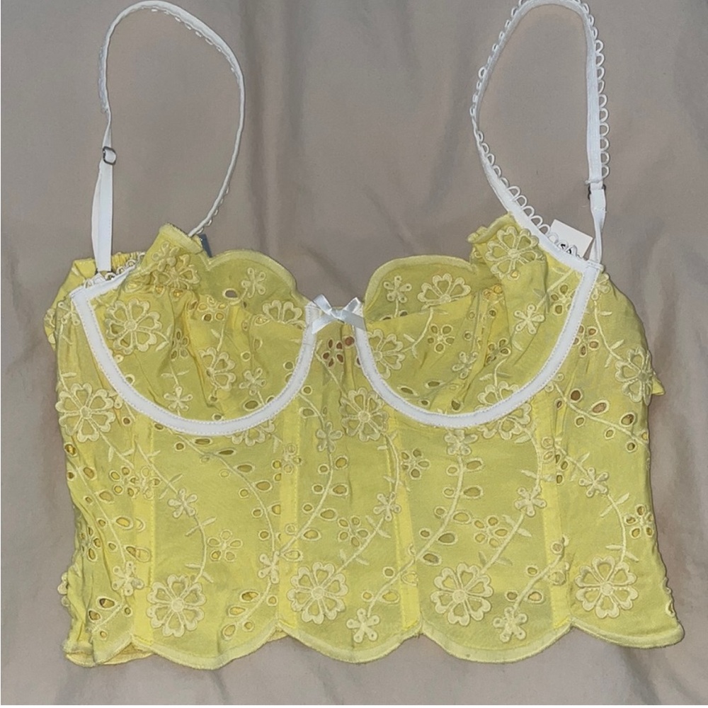 For love and lemon yellow lace top - sold out everywhere in a small